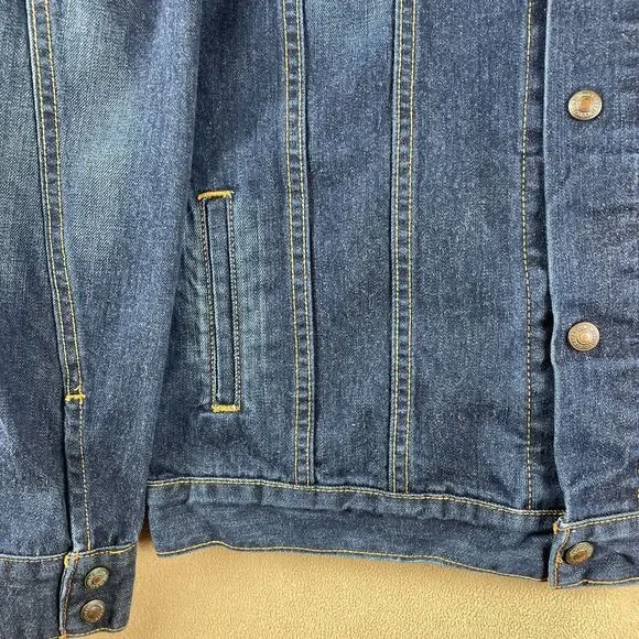 Levis Jacket Mens Extra Large Easy Rider Denim Medium Wash Trucker XL Biker Logo - Picture 8 of 16